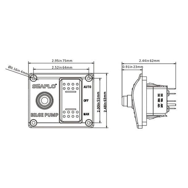 SeaFlo Bilge Pump Panel Switch