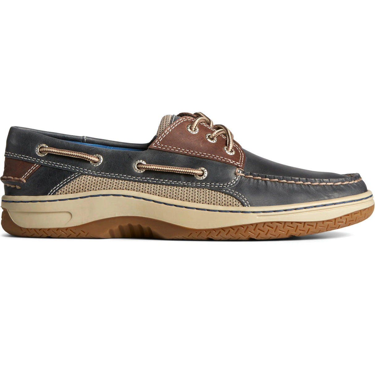 SPERRY MEN'S BILLFISH 3-EYE WIDE LEATHER NAVY/BROWN size us11