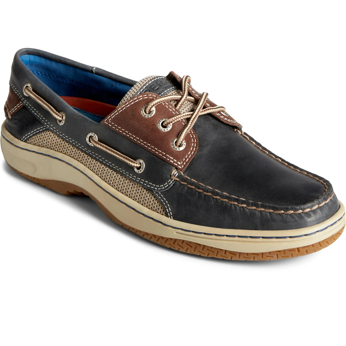 SPERRY MEN'S BILLFISH 3-EYE WIDE LEATHER NAVY/BROWN size us11