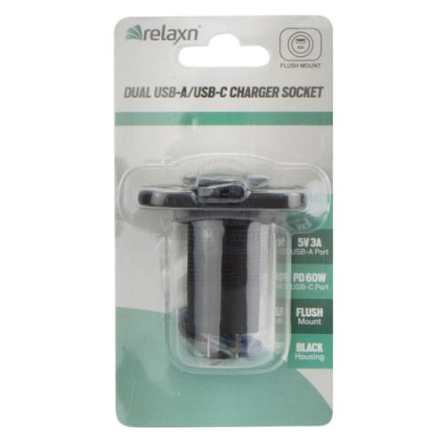 RELAXN Socket - Single Panel - Dual USB-A/USB-C Charger