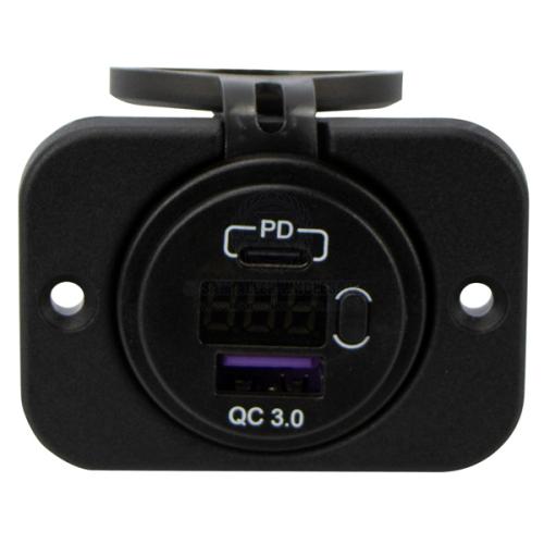 RELAXN Socket - Single Panel - Voltmeter & Dual USB-A / USB-C Charger