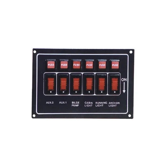 Marine Town Horizontal Illuminated 6 Switch Panel Boat Marine Electrical