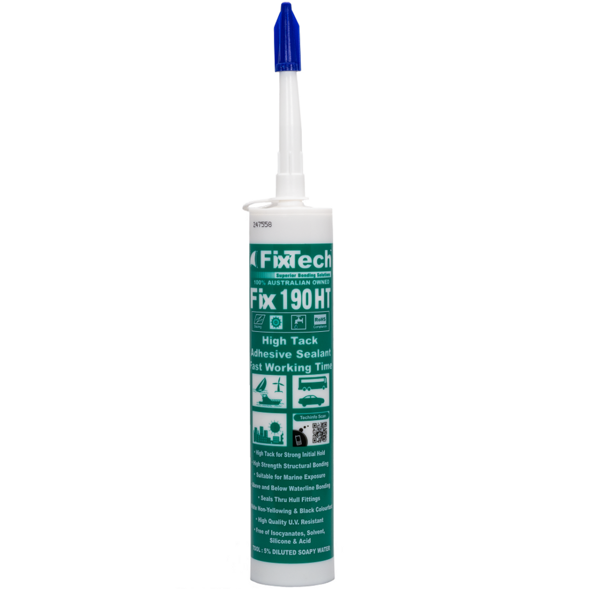 FixTech Fix190 Structural & Glass Adhesive Sealer - Fast Cure 290ml