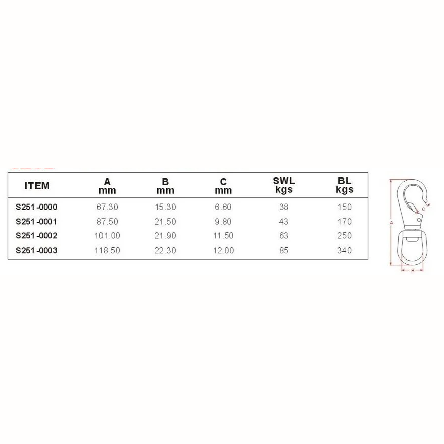 Vinox Swivel Eye Snap Hook