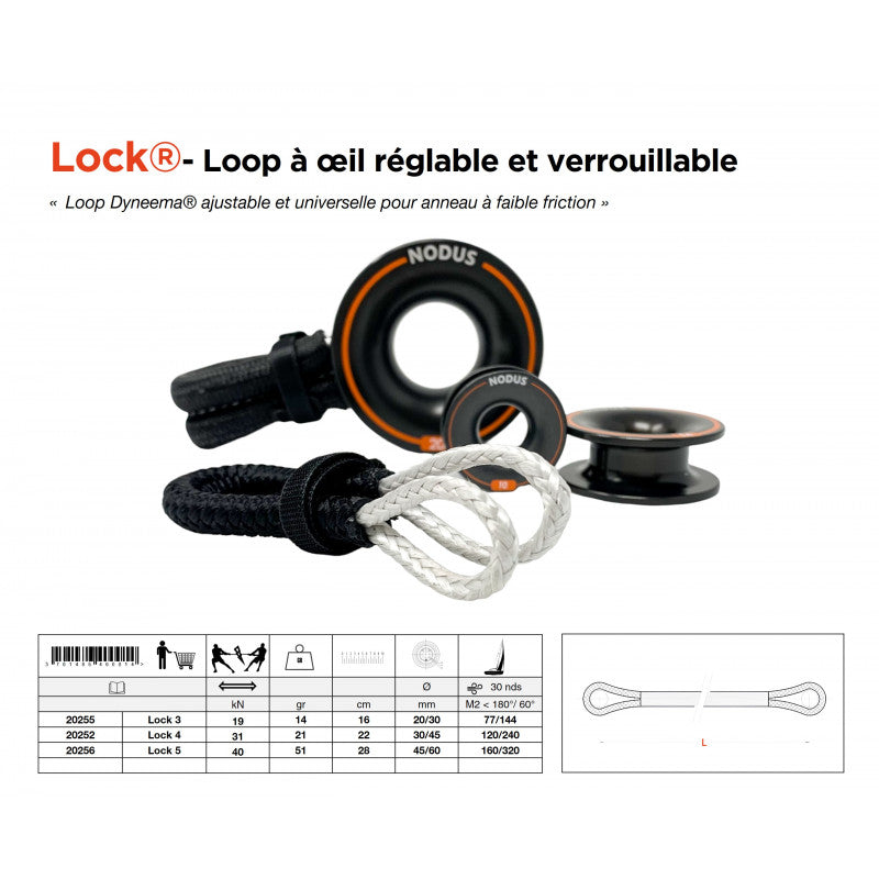 Nodus Adjustable and lockable loop for friction ring Lock 4i 11/22 Black 20255B