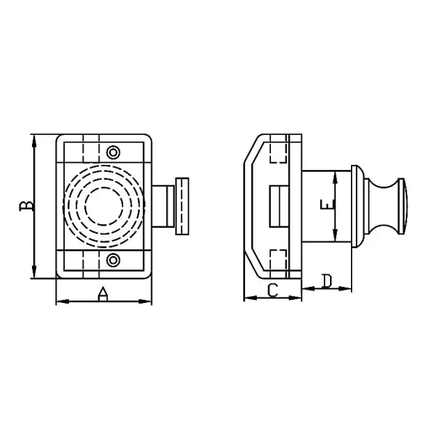 Man Ship Door Cabinet Latch - Push button Chrome