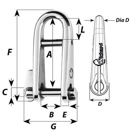 Wichard Key pin shackle with bar - Dia 8 mm Part #81434