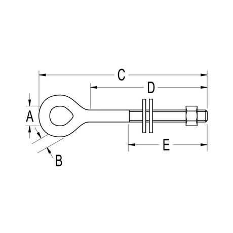 Ronstan 6" Eye Bolt, 1/4" UNC Thread RF163
