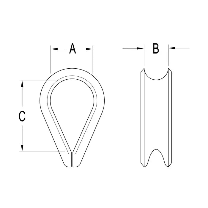 Stainless Thimble for 5mm (3/16") Wire