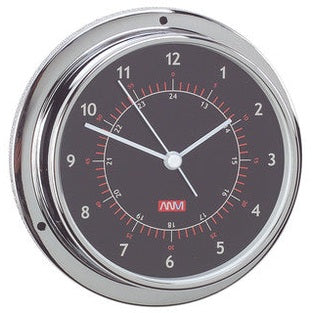 Clock Chrome Plated Brass Black 95mm