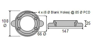 Yanmar Sail Drive Zinc Anode CDZ9-080