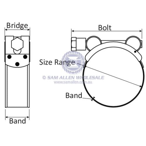 Hose Clamp - T-Bolt - Stainless Steel