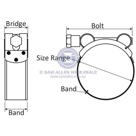 Hose Clamp - T-Bolt - Stainless Steel