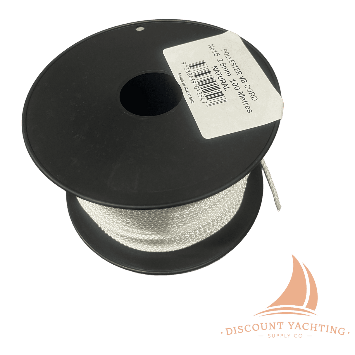 Polyester 8 Plait VB Cord – White 100mt roll 2.5mm