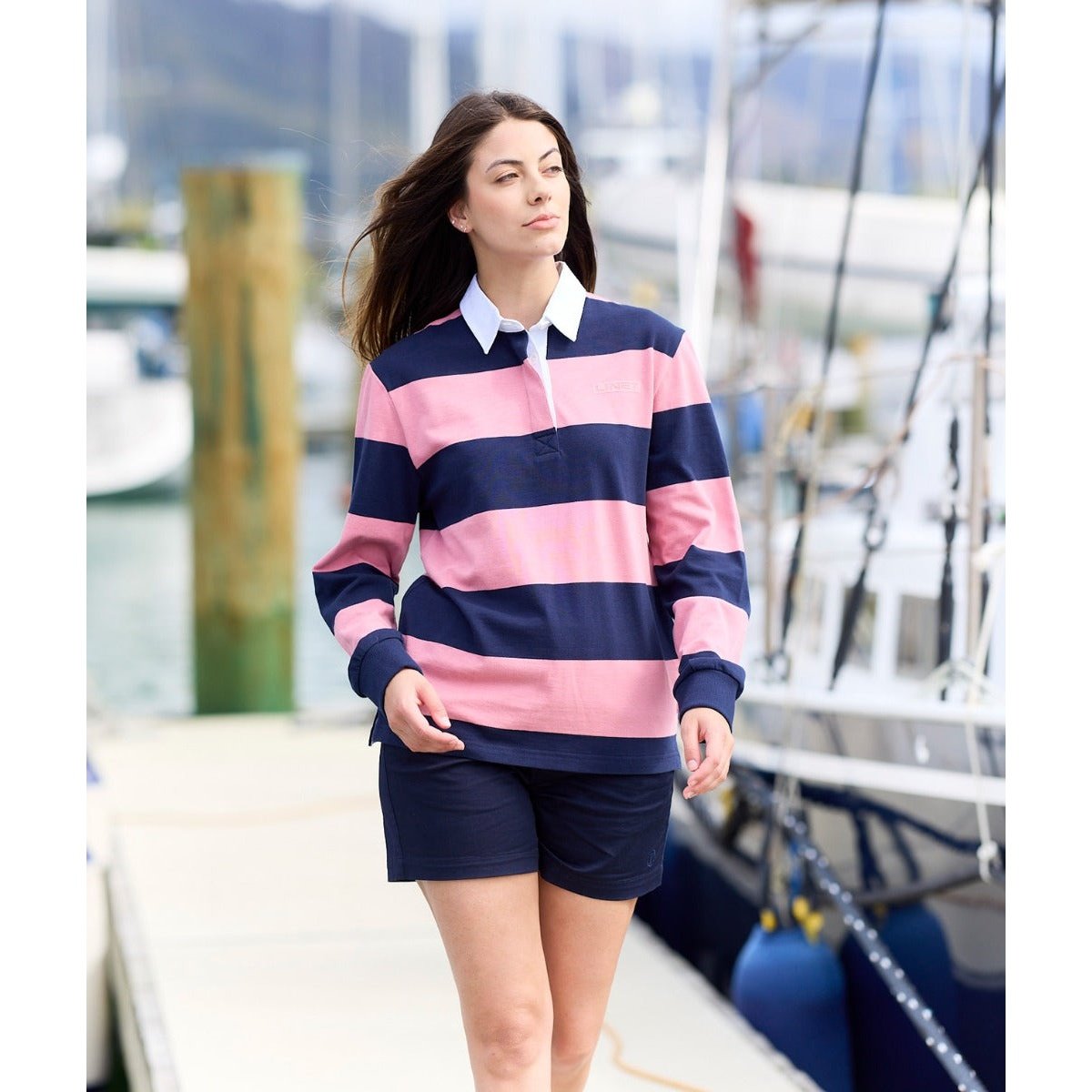 Line 7 WOMEN'S MASSEY LONG SLEEVE RUGBY TOP Pink