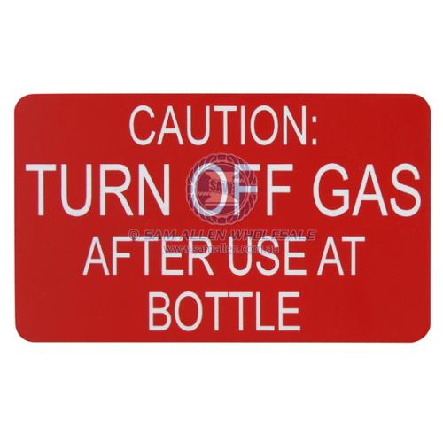 SAFETY LABEL - TURN OFF GAS 100mm x 60mm 3M ADHESIVE