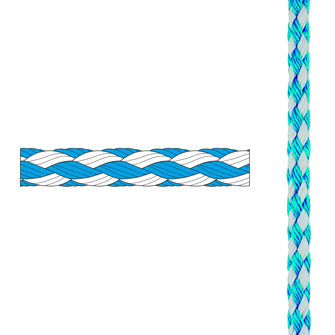 LIROS All-Purpose 8mm White/Blue TOW ROPE