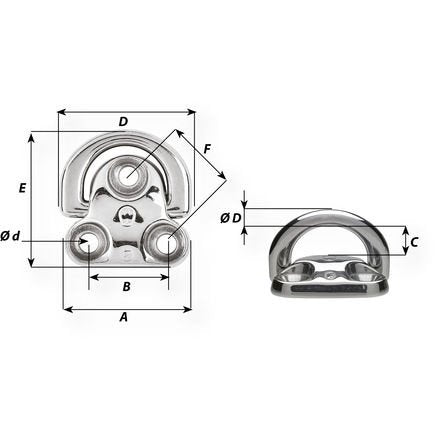 Wichard Folding padeye 8mm 6605