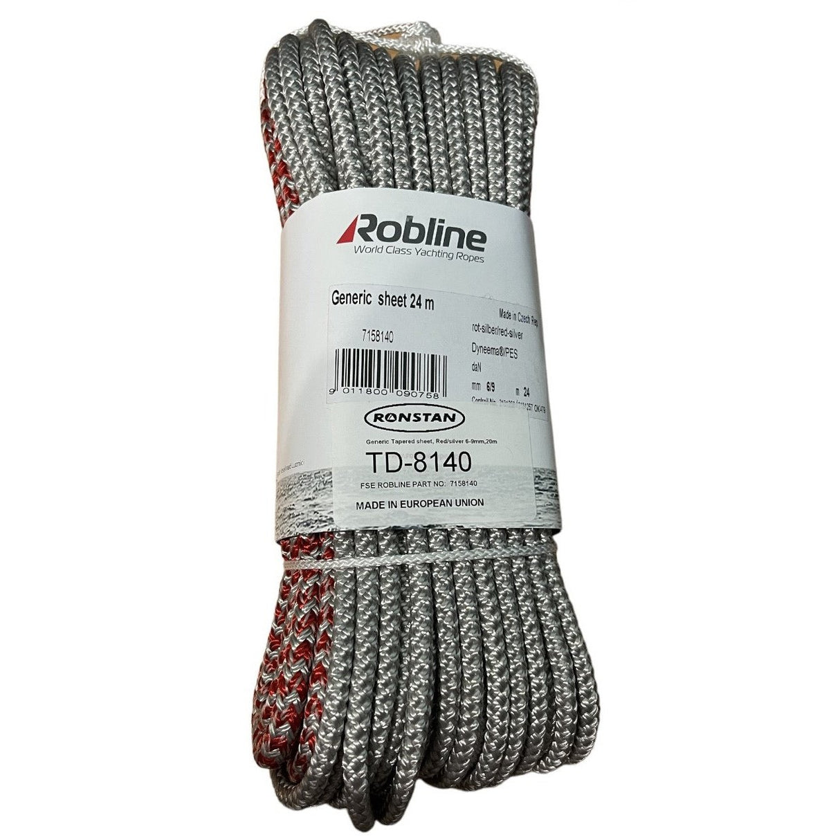 Robline Generic Tapered Sheet ,Red/Silver,6-9mm,20m