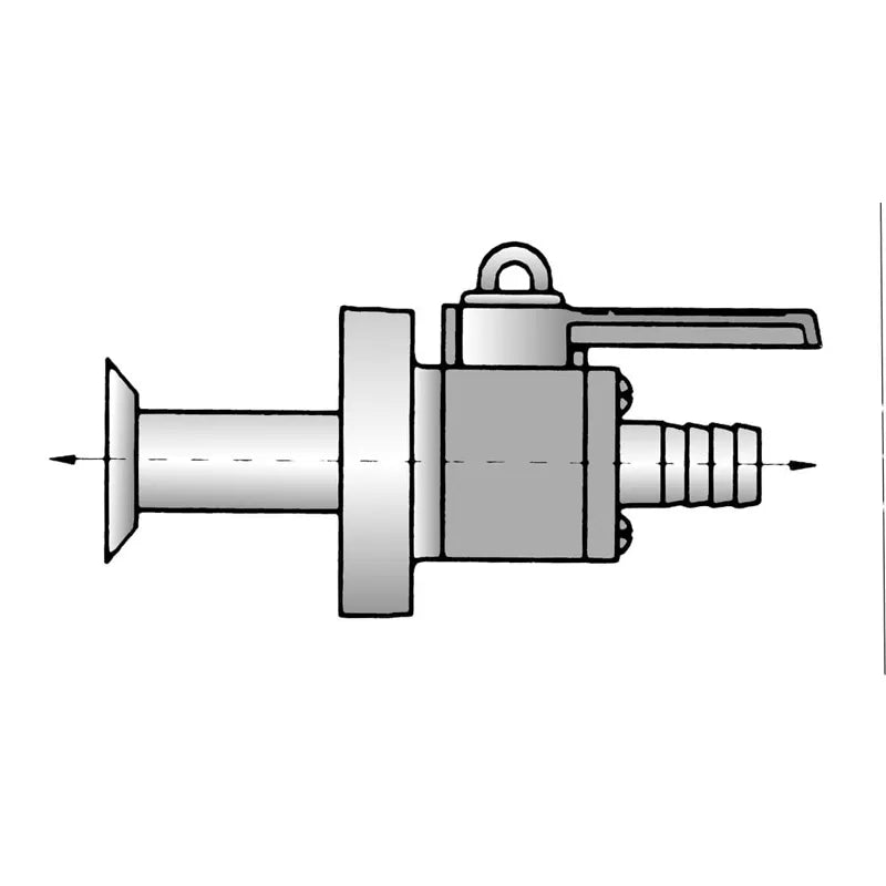Forespar 3/4 inch Valve Seacock Flush Thru-Hull with Straight Barb Top FS932143