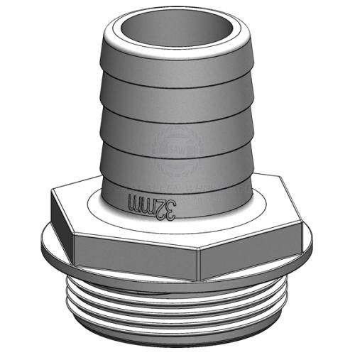 Trudesign Aquavalve Hose Tail - Straight 32mm