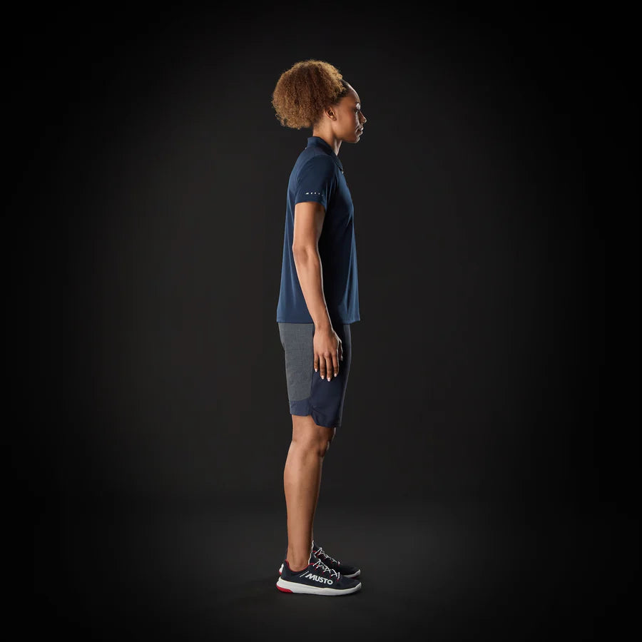 MUSTO WOMEN'S EVO CREW SUNBLOCK SHORT-SLEEVE POLO NAVY
