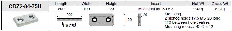 Zinc Bolt-on Anode 2.6Kg