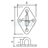 Diamond Base Pad Eye Stainless Steel