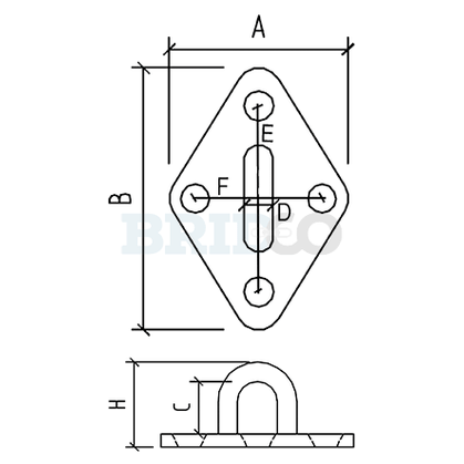 Diamond Base Pad Eye Stainless Steel