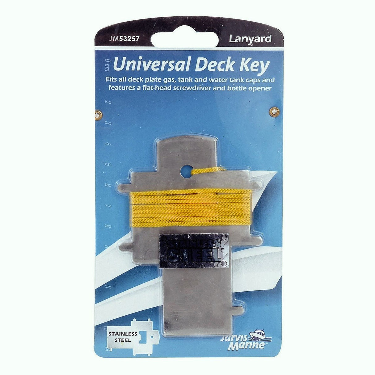 Jarvis Walker Marine Stainless Steel Universal Deck Key with Lanyard