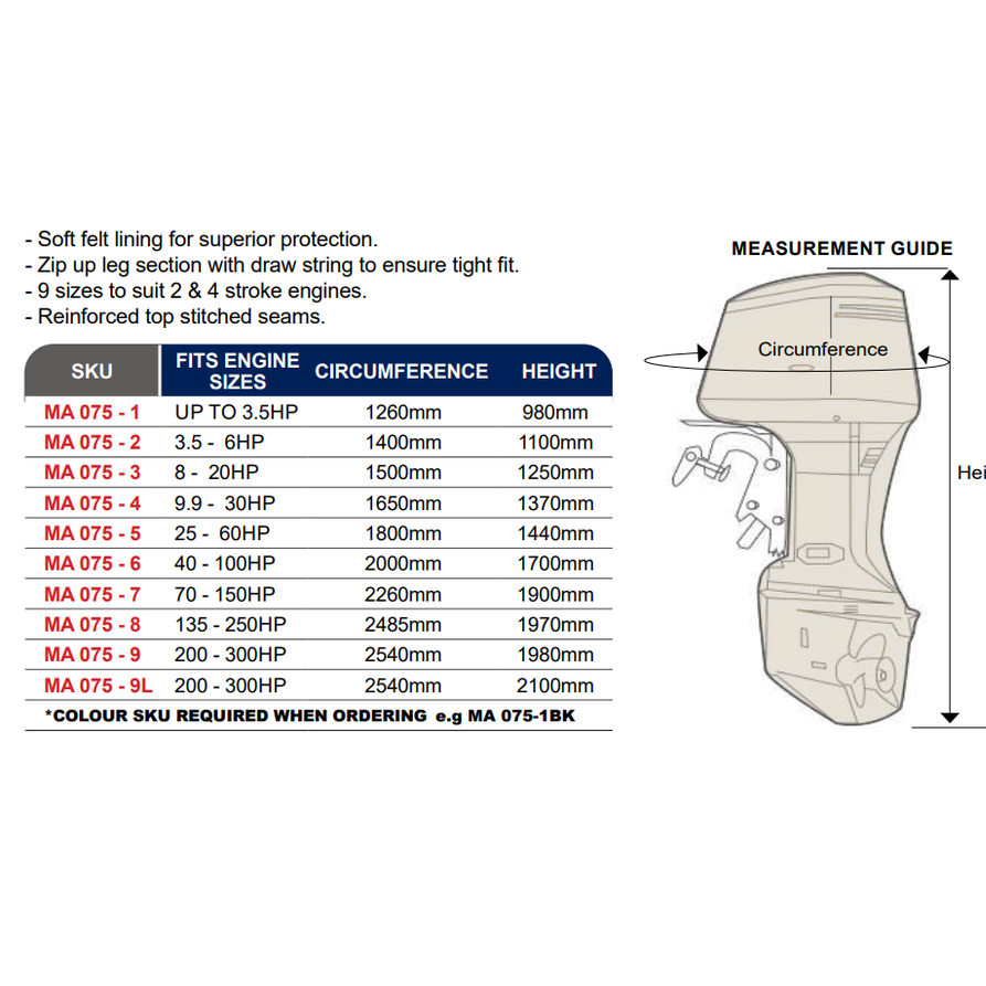 Oceansouth Universal Full Outboard Cover Grey