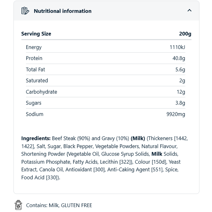 On Track Meals Slow Cooked Australian Steak 200g