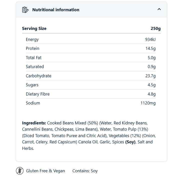 On Track Meals Spicy Mexican Beans - 250g