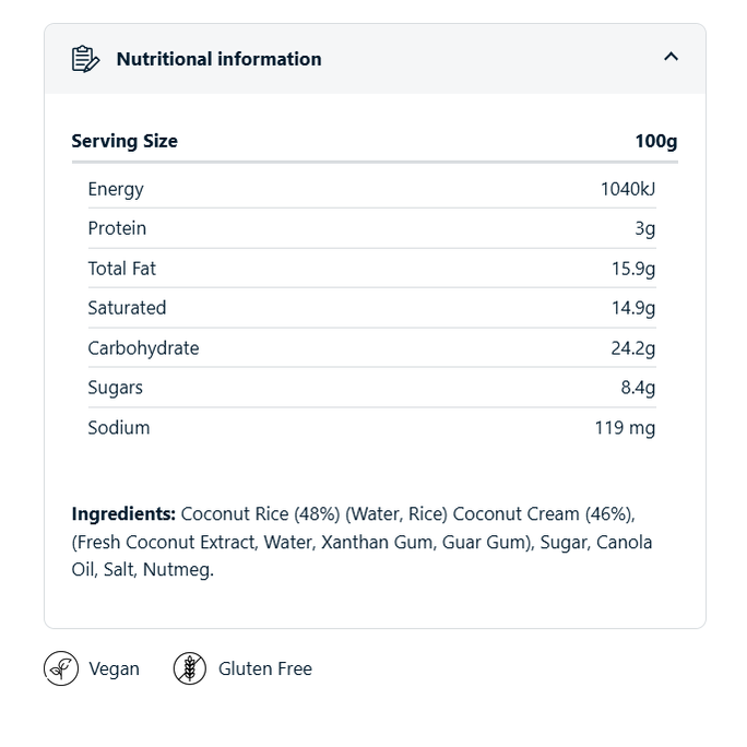On Track Meals Coconut Rice Pudding - 200g