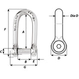 Wichard Self-locking allen head pin long shackle - Dia 8 mm 1314