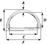 Wichard D ring - 316L - Stock dia: 6 mm - Inner dia: 50 mm 6712