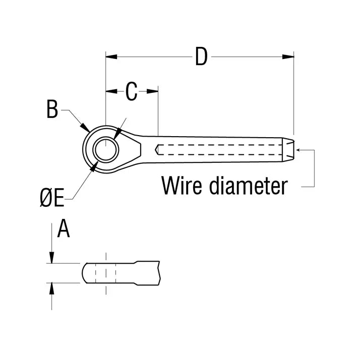 Ronstan Eye Swage Terminal for 4mm Metric Wire, 8.1mm Hole RF1501M0405