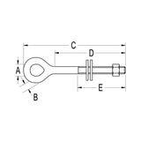 Ronstan 2" Eye Bolt, 3/16" UNC Thread RF 156