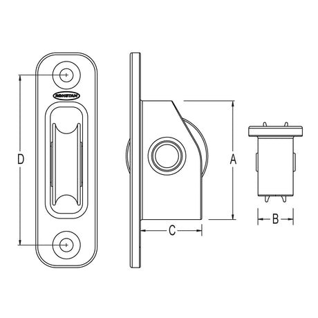 Ronstan Series 40 High Load Ball Bearing Exit Block, Stainless Steel Sheave RF45711HL