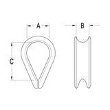 Stainless Thimble for 5mm (3/16") Wire