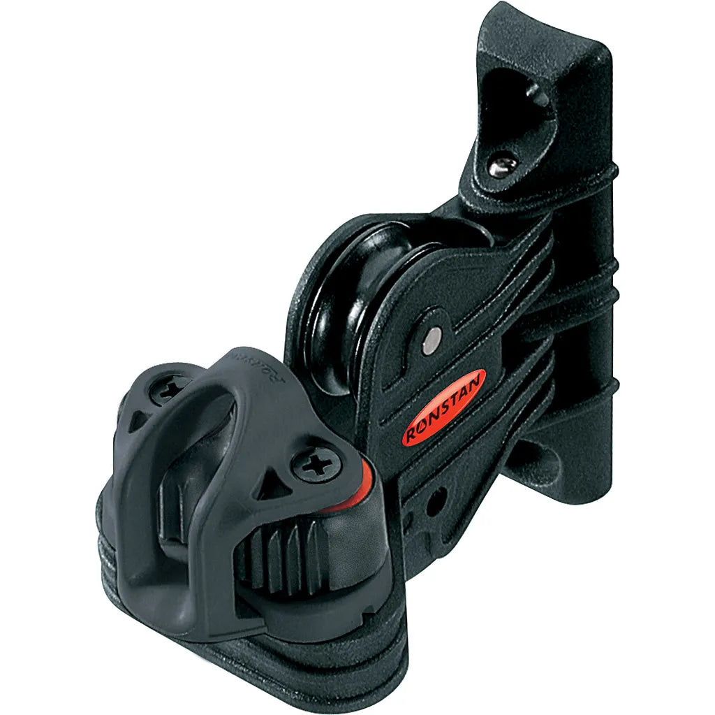 Ronstan Swivelling cleat unit. 28mm (1 1/8") diameter ball bearing sheave, small C-Cleat™ and fairlead RF5