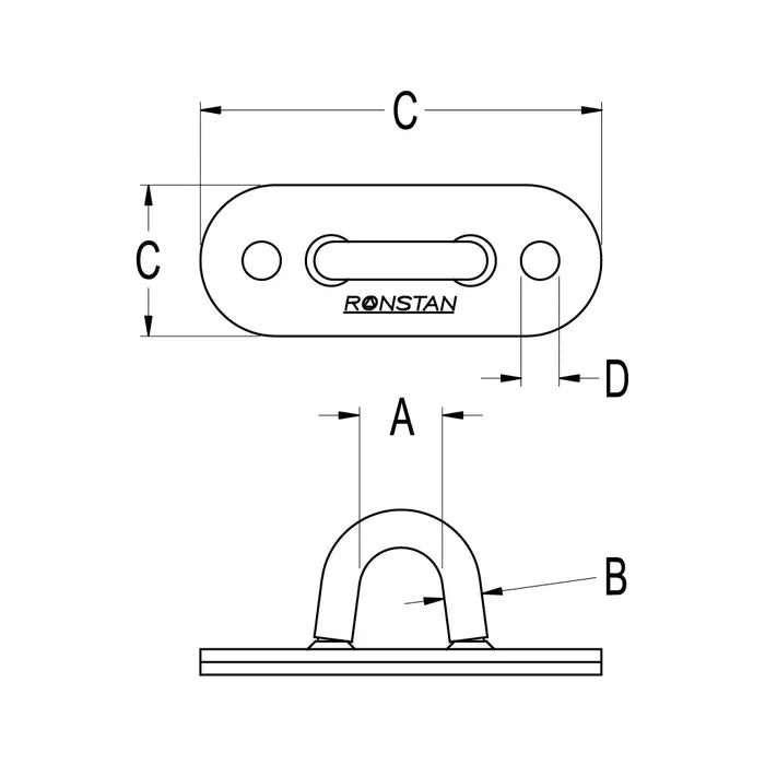 Ronstan Small Padeye, 10mm Clearance & Curved Base RF87