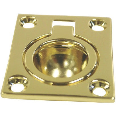 Flush Pull Polished Brass 43x37mm