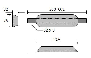 Zinc Weld-on Anode 3.6kg CDZ1-103-125S