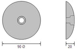 90 mmØ Zinc Rudder Anode