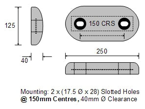 Zinc Bolt-on Anode, Type 1, 6.5kg