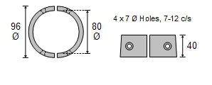 Gori zinc collar to suit 2 blade sail drive 13″ – 18″ propellers
