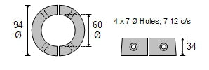 Gori zinc collar to suit 3 blade sail drive 18″ – 20″ propellers CDZ9-169