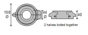 Volvo Penta split ring anode CDZ9-175