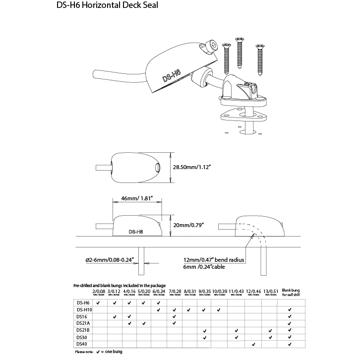 Scanstrut Horizontal Cable Seal 2-6mm